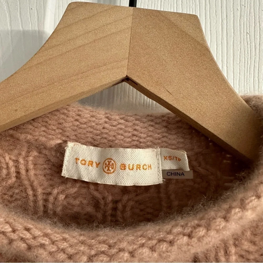 Tory Burch Sweater Cashmere Pink Knit Fall Minimalist Dainty Size Extra Small